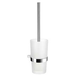 Rackhams Polished Chrome Toilet Brush and Frosted Glass Holder