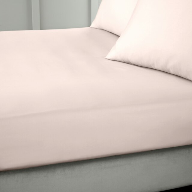 Rackhams 400 Thread Count Cotton Sateen Fitted Sheet - Pink - King - image 1