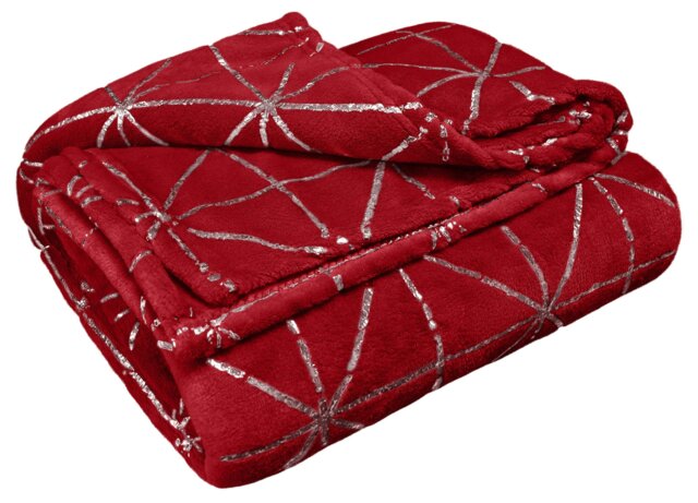 Rackhams Vera Foil Printed Geometric Throw - 127cm x 152cm - Red - image 1