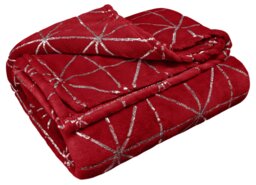 Rackhams Vera Foil Printed Geometric Throw - 127cm x 152cm - Red