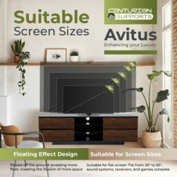 "Rackhams AVITUS High Gloss Black with 4-Walnut Drawers for 32""-65"" LED/OLED/LCD TV Cabinet - FULLY ASSEMBLED" - thumbnail 5