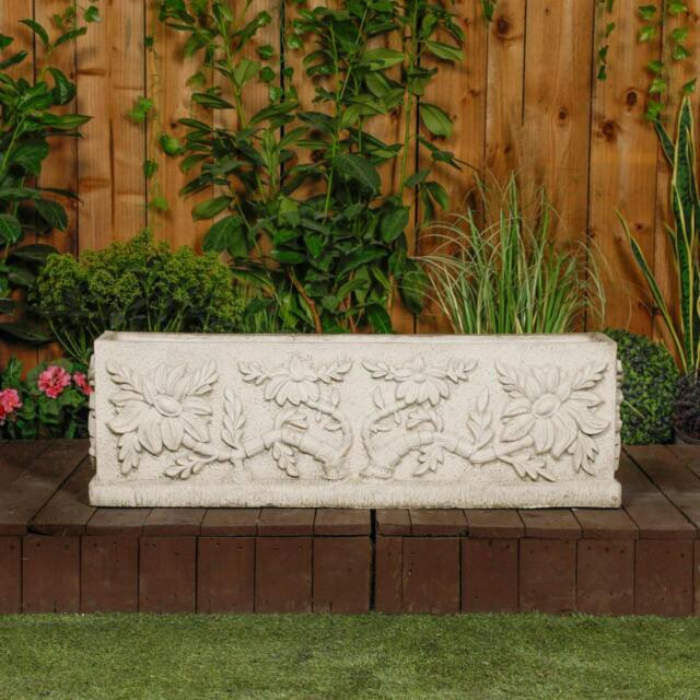 Rackhams Large Wildflower design White Stone Planter Trough - image 1