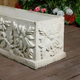 Rackhams Large Wildflower design White Stone Planter Trough - thumbnail 6