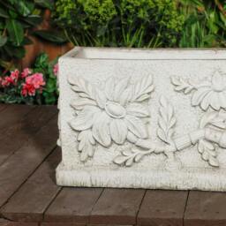 Rackhams Large Wildflower design White Stone Planter Trough - thumbnail 4