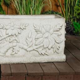 Rackhams Large Wildflower design White Stone Planter Trough - thumbnail 5
