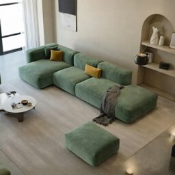 Rackhams Valentina Three Seater Sofa, Four Seater, Corner Sofa, Velvet - 245cm - thumbnail 1