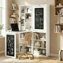 Rackhams 3-in-1 Fold-Out Work Desk - White - thumbnail 2