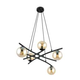 Rackhams ESSA Pendant lamp 5 x E14 Black with Amber Shade - thumbnail 2