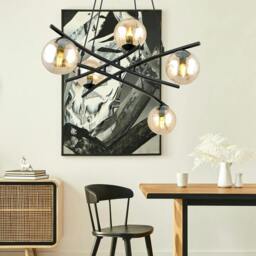 Rackhams ESSA Pendant lamp 5 x E14 Black with Amber Shade - thumbnail 3