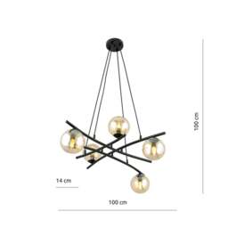 Rackhams ESSA Pendant lamp 5 x E14 Black with Amber Shade - thumbnail 4