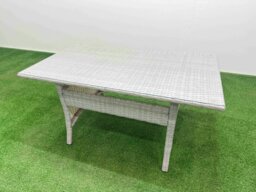Rackhams Light Grey PE Rattan Outdoor Lounge Set - Reclining Chair, Double Loveseat, Rectangular Dining Table, 2 Stools & 2 Side Tables - thumbnail 2
