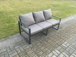 Rackhams Aluminium Outdoor Garden Sofa Patio Lounge 3 Seater Sofa for Balcony, Terrace,Swimming Pool Dark Grey - thumbnail 2