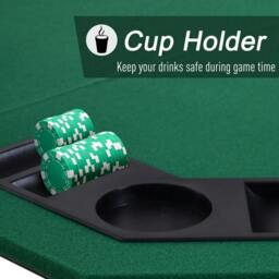 Rackhams 1.2m/48 Inches Foldable Poker Table Top 8 Players Blackjack Tables Chip Trays - thumbnail 4