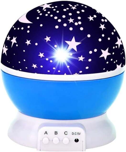 Rackhams Moon and Star Projector Night Light for Children Blue - Plastic - 1 - Blue - image 1