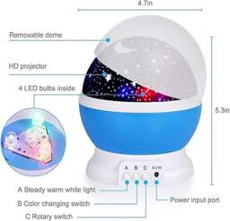 Rackhams Moon and Star Projector Night Light for Children Blue - Plastic - 1 - Blue - thumbnail 4