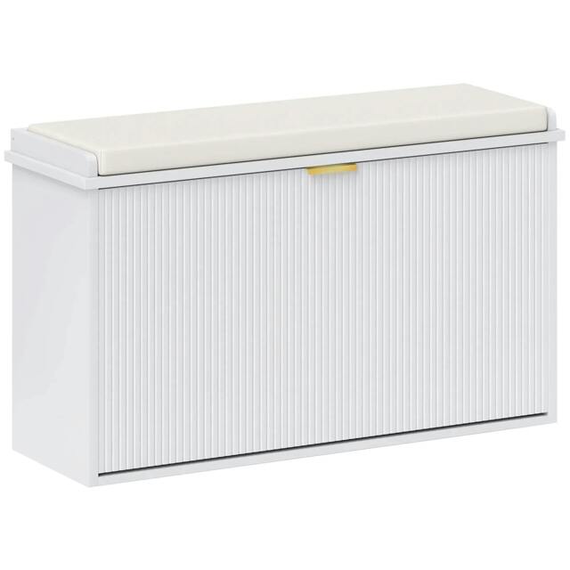 Rackhams Elegant Eight Shoe Bench, with Top Seat - White