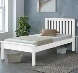 Rackhams Derby White Solid Pine Bed Frame with Slatted Base Single Double King - 4FT - thumbnail 2