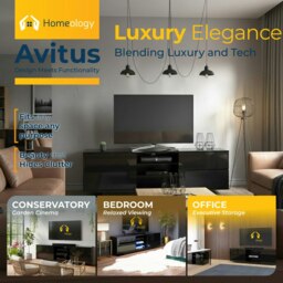 Rackhams Avitus Gloss Black Designer Stand up to 65inch Flat Screen LED and LCD TV Cabinet - thumbnail 3
