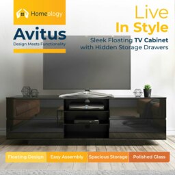 Rackhams Avitus Gloss Black Designer Stand up to 65inch Flat Screen LED and LCD TV Cabinet - thumbnail 6