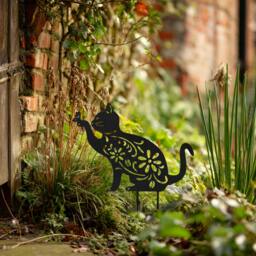 Rackhams Metal Cat and Dog Silhouette Garden Ornament - Cat - thumbnail 1