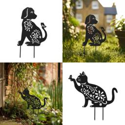 Rackhams Metal Cat and Dog Silhouette Garden Ornament - Cat - thumbnail 4