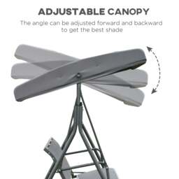 Rackhams 3 Seater Garden Swing Patio Hammock w/ Canopy for Outdoor Grey - thumbnail 5