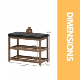 Rackhams Wooden 2 Tier Shoe Rack Bench Brown - thumbnail 4