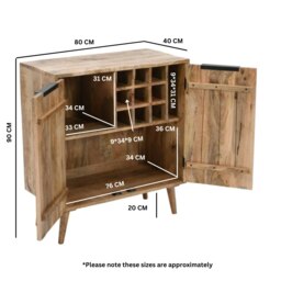 Rackhams Valor Mango Wooden Drinks Cabinet/Sideboard - Lacquered - Wood - 1 - thumbnail 6