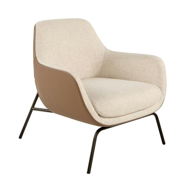 Rackhams Cream Fabric and Brown Leatherette Armchair 5099 - Modern - Yes - No - image 1