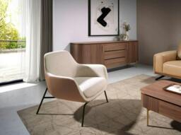 Rackhams Cream Fabric and Brown Leatherette Armchair 5099 - Modern - Yes - No - thumbnail 3