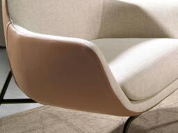 Rackhams Cream Fabric and Brown Leatherette Armchair 5099 - Modern - Yes - No - thumbnail 5