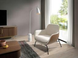Rackhams Cream Fabric and Brown Leatherette Armchair 5099 - Modern - Yes - No - thumbnail 6