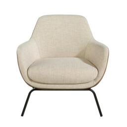 Rackhams Cream Fabric and Brown Leatherette Armchair 5099 - Modern - Yes - No - thumbnail 2