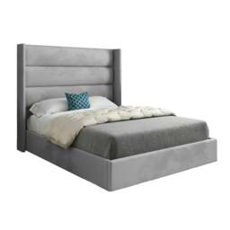 Rackhams Nuno Straight Winged Upholstered Soft Velvet Bed Frame - Grey - Blue - Single - thumbnail 6