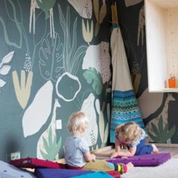 Rackhams Nursery Safari Jungle Kids Eco 4 Lane Repeatable Wallpaper Mural 200 x 285cm, Dark Green