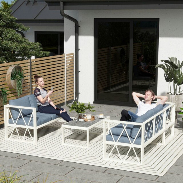 Rackhams 5 Seater Sectional Outdoor Sofa Set with Loveseats for Garden Grey - image 1