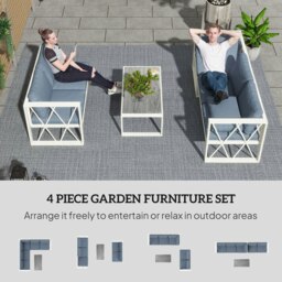 Rackhams 5 Seater Sectional Outdoor Sofa Set with Loveseats for Garden Grey - thumbnail 3