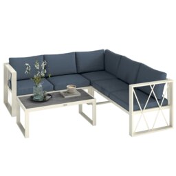 Rackhams 5 Seater Sectional Outdoor Sofa Set with Loveseats for Garden Grey - thumbnail 2