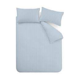 Rackhams Epping Textured Stripe Reversible Duvet Cover Set Blue - Double - Blue - thumbnail 5