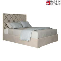 Rackhams Tammy Upholstered Soft Velvet Metal Bed Frame - Cream - Silver - Super king - thumbnail 6
