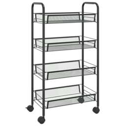Rackhams 4-Tier Kitchen Trolley Black 46x26x85 cm Iron - thumbnail 2
