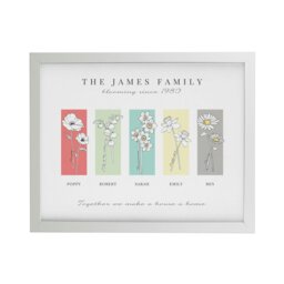 Rackhams Personalised Birth Flower Family of 5 White Framed Print - thumbnail 4