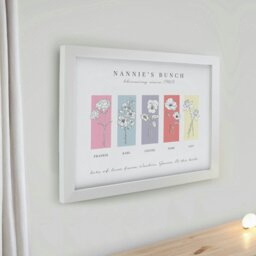 Rackhams Personalised Birth Flower Family of 5 White Framed Print - thumbnail 2