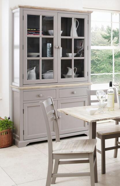Rackhams Florence Glass Door Display Cabinet Large Dresser Assembled - Dove Grey - image 1