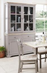 Rackhams Florence Glass Door Display Cabinet Large Dresser Assembled - Dove Grey