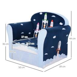 Rackhams Children Chair Armchair Single Sofa, 50 x 39 x 44cm, for 18M+, Blue - thumbnail 3