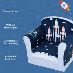 Rackhams Children Chair Armchair Single Sofa, 50 x 39 x 44cm, for 18M+, Blue - thumbnail 4