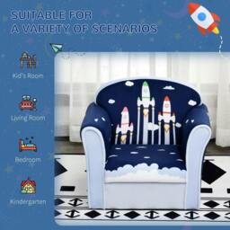 Rackhams Children Chair Armchair Single Sofa, 50 x 39 x 44cm, for 18M+, Blue - thumbnail 6