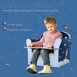 Rackhams Children Chair Armchair Single Sofa, 50 x 39 x 44cm, for 18M+, Blue - thumbnail 5