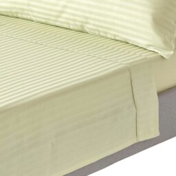 Rackhams Silky 330 TC Egyptian Cotton Satin Stripe Flat Sheet - Sage Green - Single - thumbnail 1
